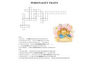 English Worksheet: PERSONALITY TRAITS -CROSSWORD PUZZLE