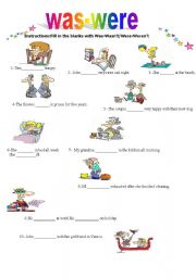 English Worksheet: was-were