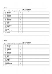 English Worksheet: Adjectives