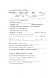 English Worksheet: Adverbs