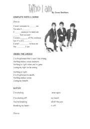 English Worksheet: Who I am by Jonas Brothers