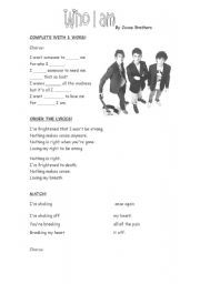 English worksheet: Who I am by Jonas Brothers