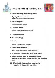 English Worksheet: 10 Elements of a Fairy Tale