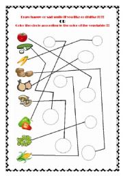 English Worksheet: VEGETABLE - color the circle or draw a smile!!!