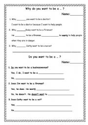 English worksheet: What do you want to be?