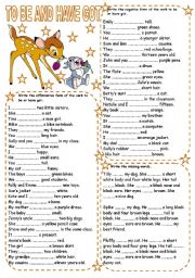 English Worksheet: TO BE AND HAVE GOT