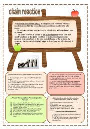 English Worksheet: chain reaction/domino effect