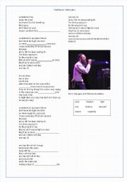 English Worksheet: Song One day by matisyahu