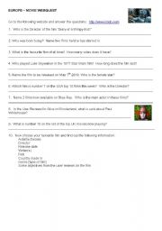 English Worksheet: Movie webquest