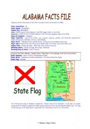 English worksheet: FACTS File about State of ALABAMA  Level A2+/B1