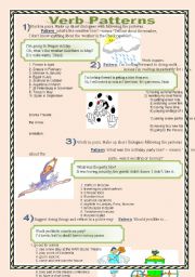 English Worksheet: Verb patterns