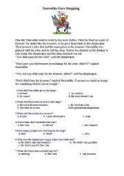 English worksheet: Nasrettin goes shopping :)