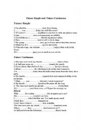 English Worksheet: future simple and continuous