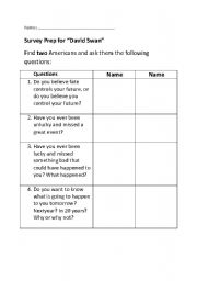 English Worksheet: Survey Prep for Story: 