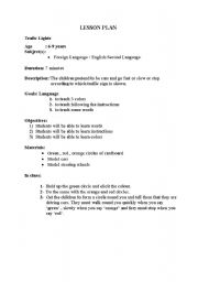 English Worksheet: lesson plan traffic lamps