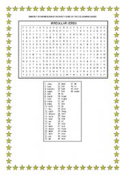 English Worksheet: word search irregular verbs