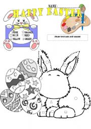 English Worksheet: HAPPY EASTER!!!! DRAW AND COLOUR