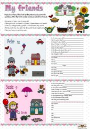 English Worksheet: Present Simple - My friends