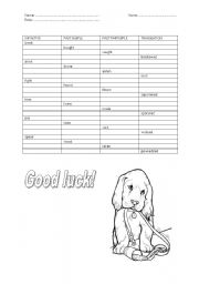 English worksheet: Irregular verbs test