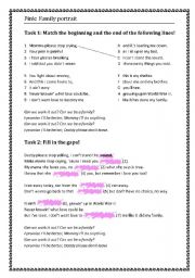 English Worksheet: Pink FAMILY PORTRAIT 4 Pages (editable)