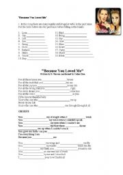 English Worksheet: Because you loved me-Celine Dion