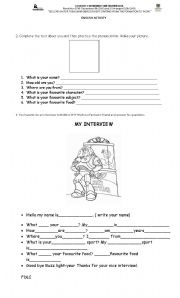 English Worksheet: pPERSONAL INFORMATION