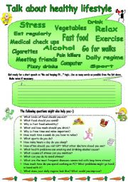 English Worksheet: Talk about healthy lifestyle!