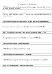 English Worksheet: More than 20 topics to make your students speak