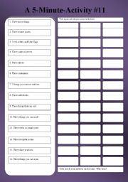 English Worksheet: A 5-Minute-Activity #11