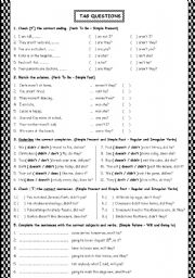 English Worksheet: TAG QUESTIONS - PRESENT, PAST & FUTURE