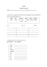 English Worksheet: Quizz Comparative adjectives