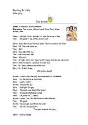 English Worksheet: Dialogue to do a role play 