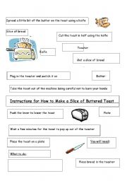 English Worksheet: Instructions - Making toast