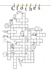 English Worksheet: Clothes Crossword