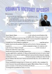 English Worksheet: Obamas victory speech