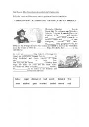 English Worksheet: Christopher Columbus and the discovery of America