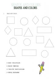 English Worksheet: shapes and colors