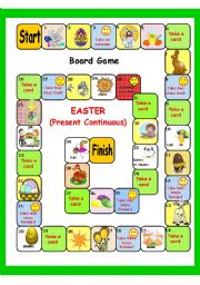 EASTER plus Present Continuous BOARD GAME + key (3 pages) - ESL worksheet  by Larisa.