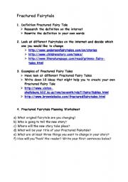 English Worksheet: Planning sheet Fractured Fairy Tale Lesson 1
