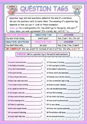 English Worksheet: QUESTION TAGS