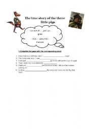 English Worksheet: The true story of the three little pigs