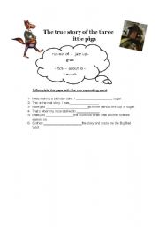 English worksheet: The true story of the three little pigs