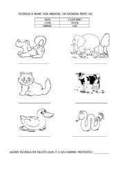 English Worksheet: Animals