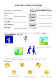 English Worksheet: Greetings and farewells