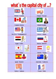 English Worksheet: What`s the capital city of...?