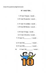 English worksheet: if i had...