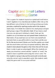 English Worksheet: capital and small letters spelling game
