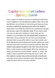 English worksheet: capital and small letters spelling game