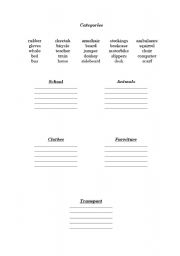 English worksheet: Categories