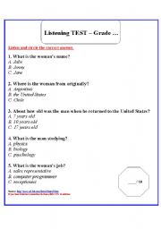 English Worksheet: Listening test.